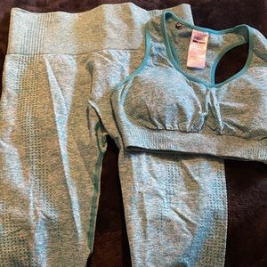 Sky blue gym shark set